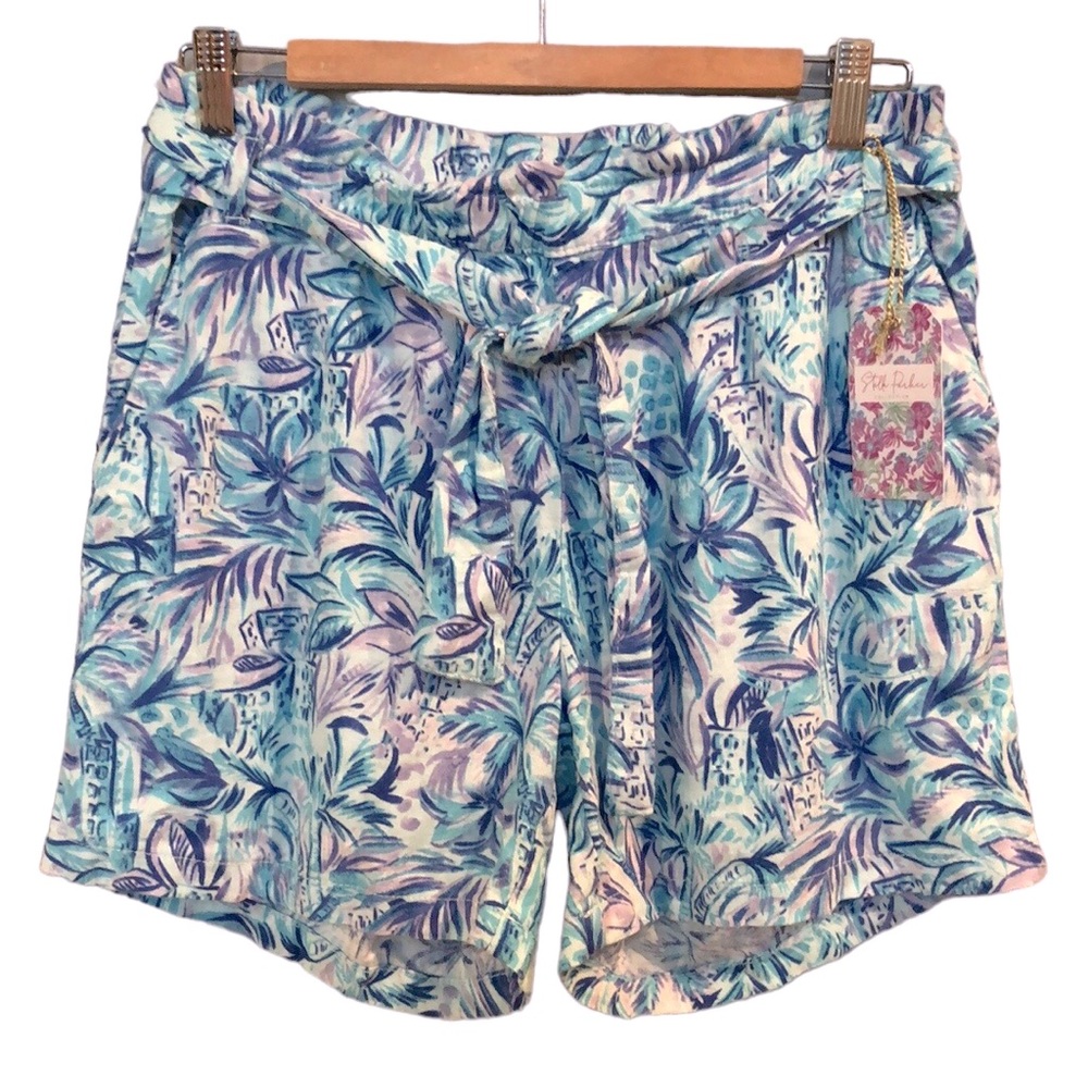 Stella Parker Pam palm shorts linen blend size S